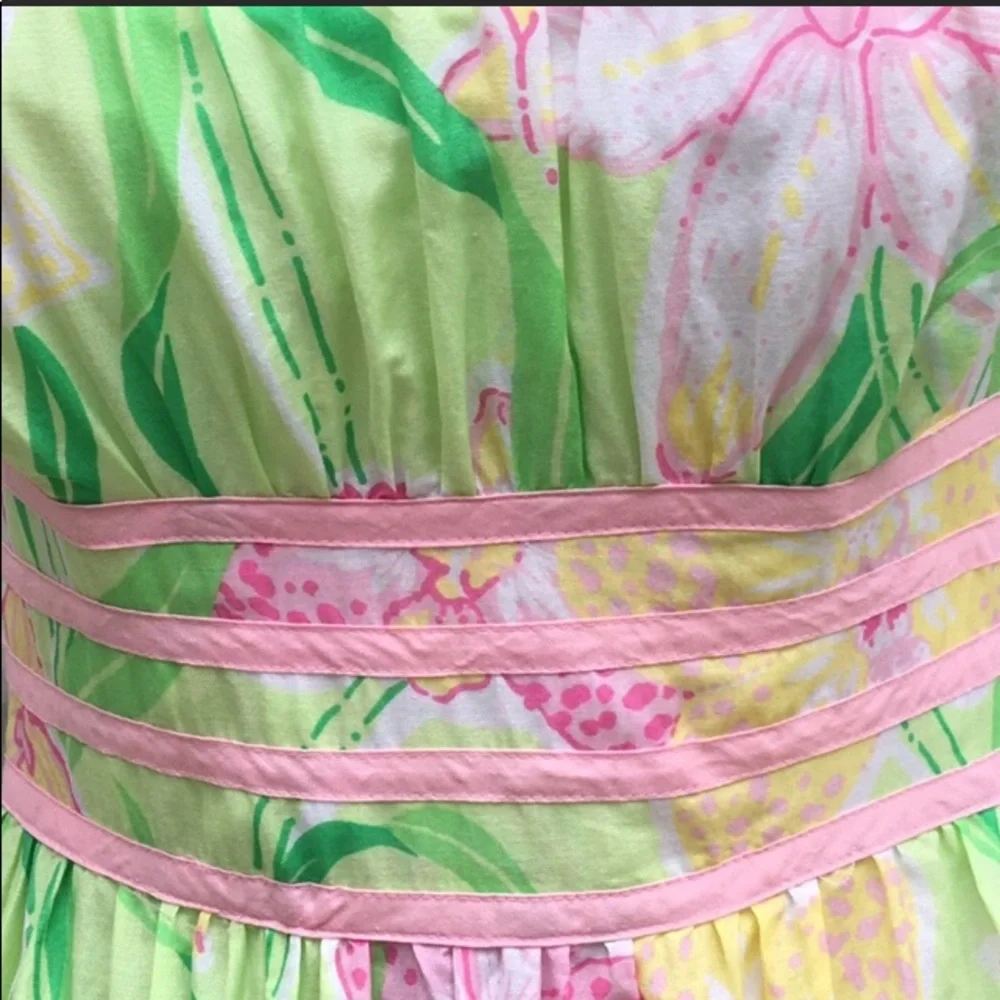 Lilly Pulitzer Dress Orchids silk Katrina size 4 white label high end Lilly - Picture 3 of 8